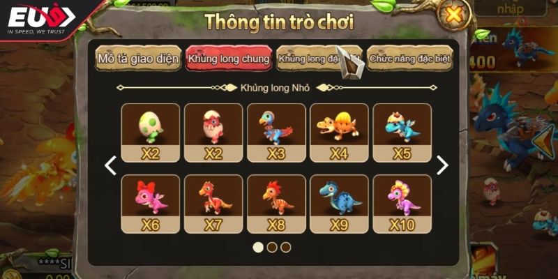 Dino Hunter Eu9 - Khám Phá Trò Chơi Săn Rồng Đỉnh Cao 2 Các loại rồng và khủng long trong Dino Hunter Eu9